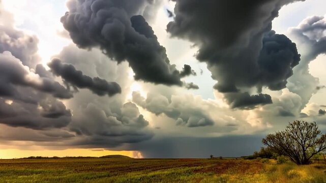 Impacts of Climate Change. El Ni&ntilde;o, the environment, rising global temperatures. Pollution and devastating storms featuring tornadoes and strong winds. Uncontrolled weather. Time Lapse.