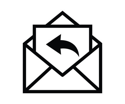 Mail envelope with reply arrow icon communication symbol