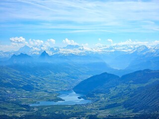mountain landscape with blue sky at lucerne, swiss © Kanishk