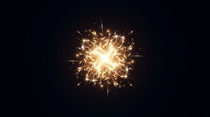 Fototapeta premium Golden Spark Explosion with Glowing Light Burst on Black Background