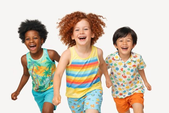 Joyful diverse children playing together