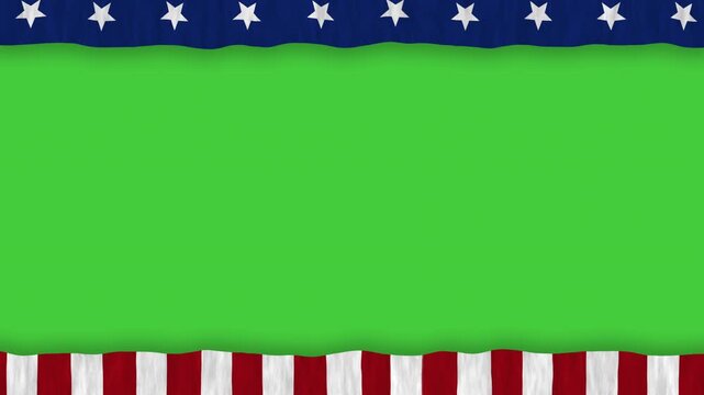 Patriotic USA Frame Animation with Waving Flag Border and Green Screen Center