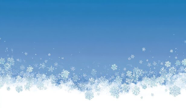 Gentle Blue Gradient Background with Soft Falling Snowflakes Creating a Winter Atmosphere and Peaceful Serene Holiday Season Ambiance Illuminated by Subtle Light