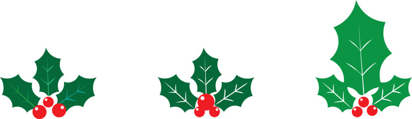 Holly berry icons set, Christmas logo with holly berries, © MDParveg