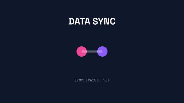 Data Sync, Animated Progress Bar with Two Circles and Line Connection, Digital Interface, Seamless Loop, symbolizing synchronization and data transfer.