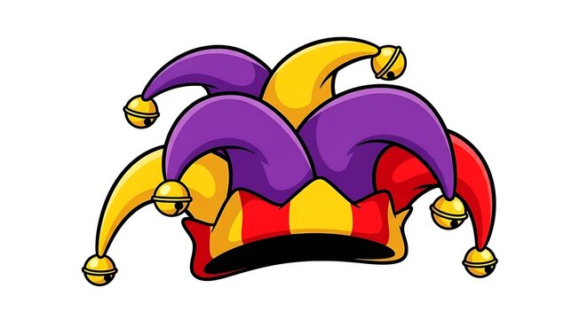 Jester hat set with bells in red yellow and purple