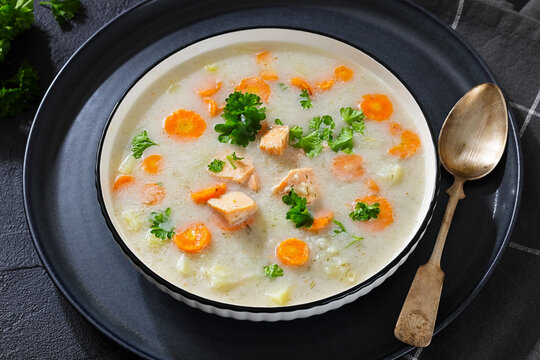Eastern European Village Salmon Soup with Cream