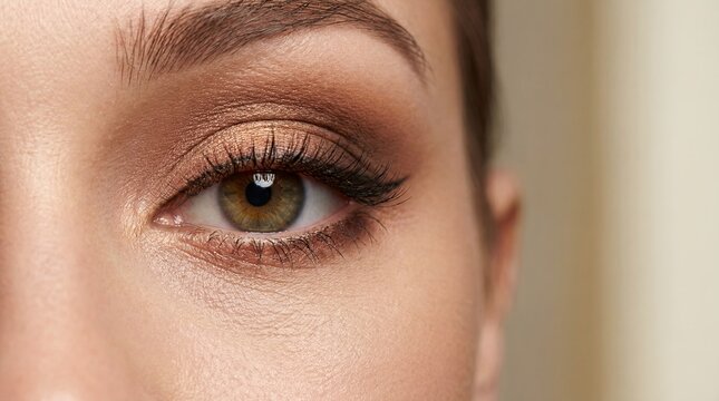 Smoky eye makeup woman eyeshadow blending beauty cosmetics lashes elegant showing diffused brown look concept for tutorial content salon advertising fashion editorials and beauty campaigns