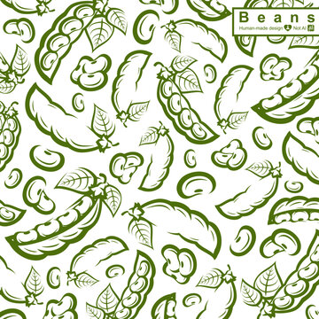 Beans pattern background set. Collection icon beans. Vector