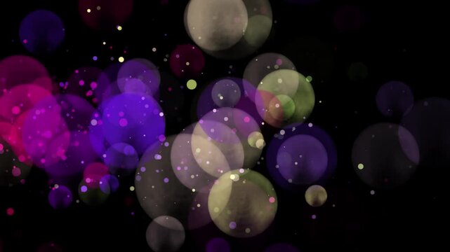 Movement of circles of different shapes and colors on a transparent background, alpha channel