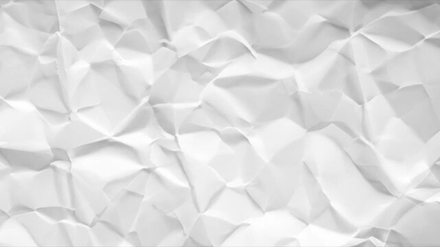 Paper texture background animated. Stop motion animated paper texture background, Crumpled paper abstract shape background with animation. white moving paper texture. Seamless looping in 4k.