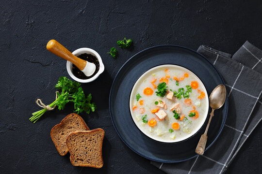 Scottish Highland Salmon Soup with Root Vegetables