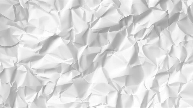 Paper texture background animated. Stop motion animated paper texture background, Crumpled paper abstract shape background with animation. white moving paper texture. Seamless looping in 4k.