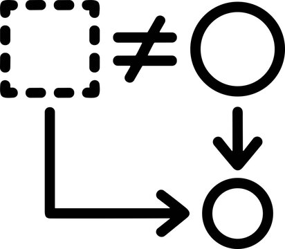 Dashed Square Box Not Equal To Circle Process Flow Diagram Line Art Icon