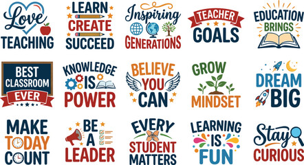 Fototapeta premium Inspirational teacher quotes and classroom decor ideas