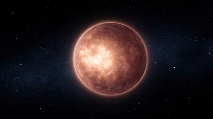 Obraz premium A bright red planet glows in the darkness of space reflecting its fiery surface