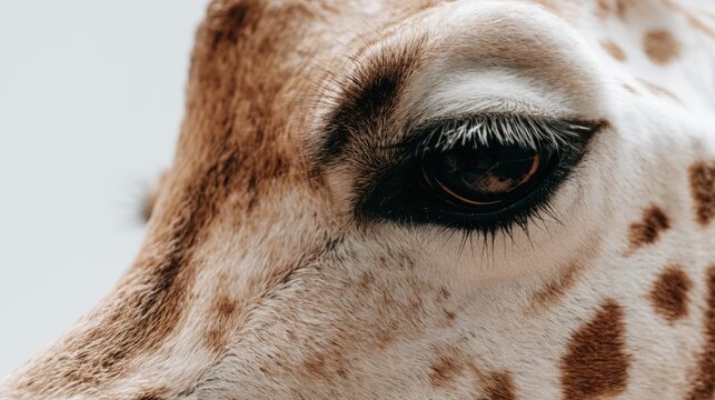 Close up of a Giraffe's Gentle Eye and Textured Face