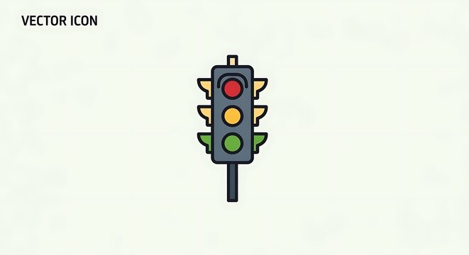 Flat style vector illustration of a traffic light icon.