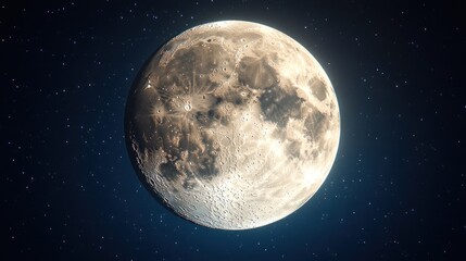 Obraz premium Bright moon illuminates the dark sky surrounded by countless sparkling stars