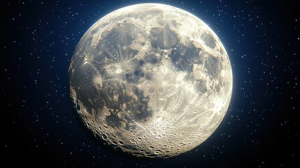 Obraz premium Full moon lights the dark sky revealing its stunning craters and textures