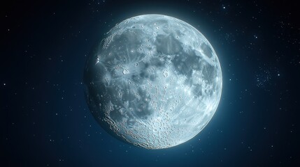 Obraz premium Bright full moon shines vividly in the dark evening sky surrounded by twinkling stars
