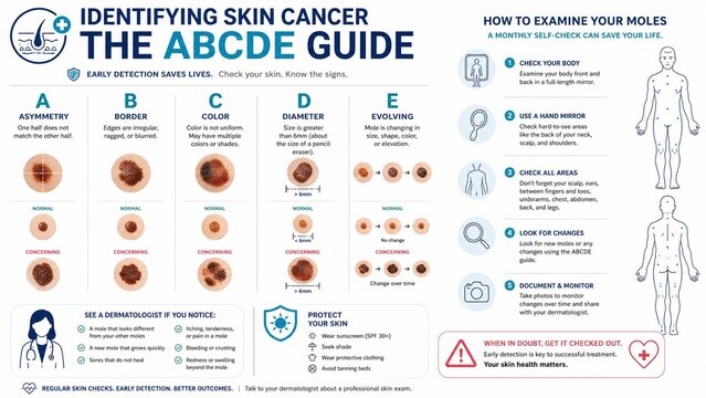 ABCDE Guide for Skin Cancer and Melanoma Detection Infographic