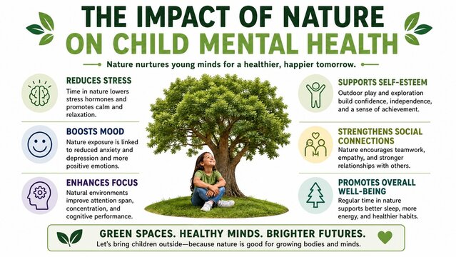 Impact of Nature on Child Mental Health Educational Infographic