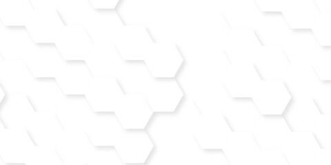 Fototapeta premium Abstract white hexagon polygonal pattern. vector Illustration web honeycomd light white futuristic hexagon. White paper texture grid tile hexagon wall technology design.