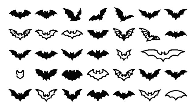 Flying bat 25 set icon vector , white background 

