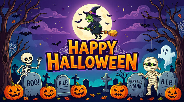 Happy halloween pixel art scene
