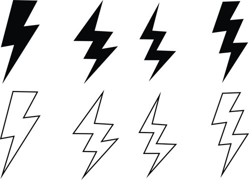 Black and white lightning bolt thunderbolt electricity power