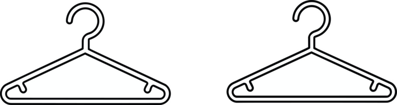 Minimalist clothes hanger line icon vector set for fashion wardrobe and retail boutique