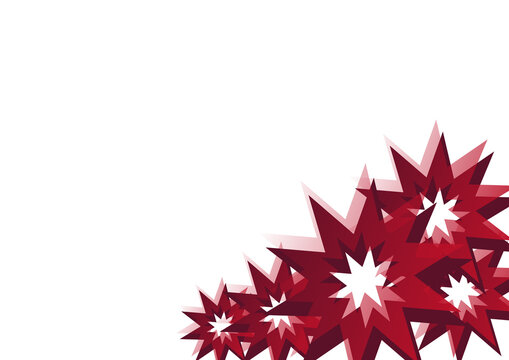 Bold Red 3D Octagram Star Hollow Frames Bottom Right Corner Border Isolated on Transparent Background