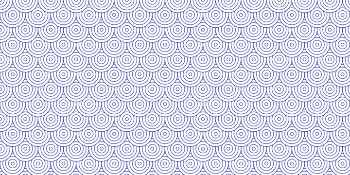 seamless pattern with circles blue overlap swirl fabric vector overlapping textile background.
