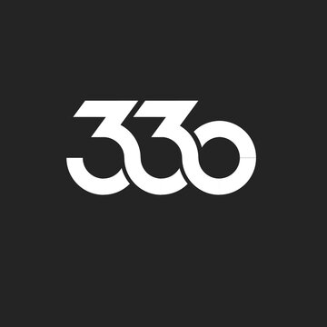 Modern Stylized Number 330 Logo Icon in White on Black Background