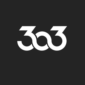 Modern Stylized 303 Number Logo Design, Interlocking Abstract Graphic Symbol on Dark Background.