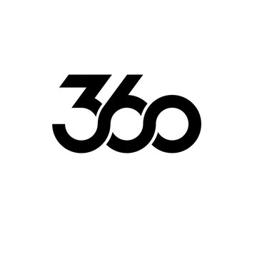 Modern Black 360 Number Logo Design on White Background for Technology and Business Concepts