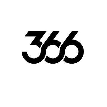 Modern Black Number 366 Logo Design on White Background