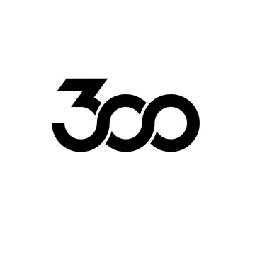 Modern Black 300 Logo Design with Stylized Interlocking Zeros on White Background