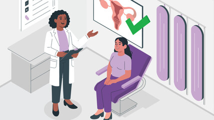 Obraz premium Female doctor and patient discussing womens reproductive health during a medical checkup in clinic