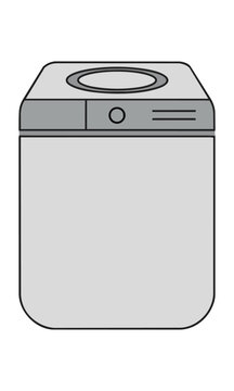 Minimalist top-loading tumble dryer icon with clean monoline aesthetic isolated on white home laundry equipment concept