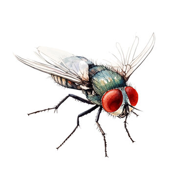 watercolor painting of Fly, isolated on a white background.