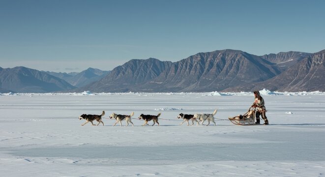 Dog sled team in action.