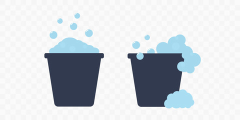 Buckets with soap foam and bubbles vector illustration © Artsiom Kusmartseu