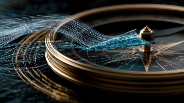 A compass needle forms from flowing data, clearly indicating true north.