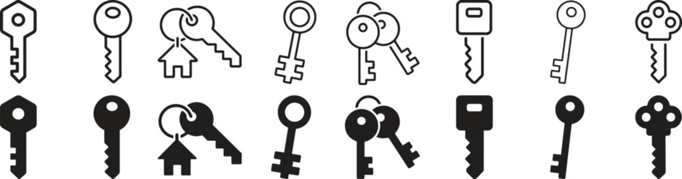Key Icons Collection &ndash; Outline and Solid Styles