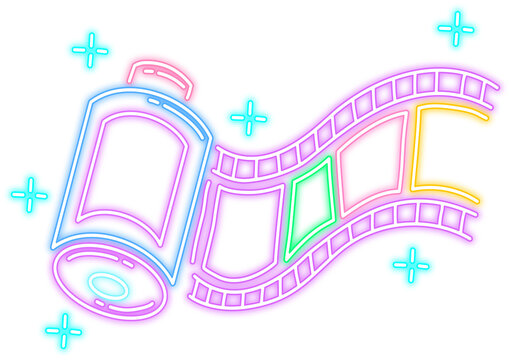 Neon Glow Film Reel Illustration