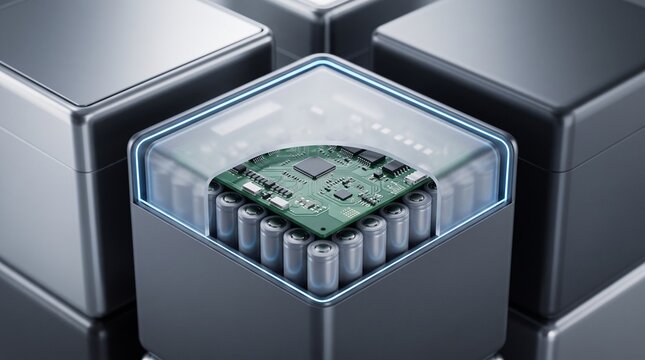 Stackable Home Battery Cubes With Protected BMS Macro Cutaway
