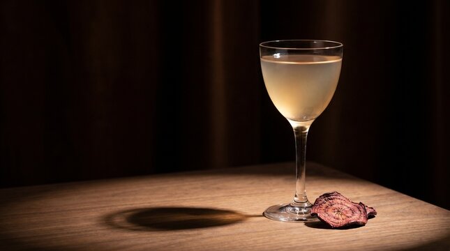 Zero Proof Herbal Nightcap In Stemmed Glass With Beet Spotlight