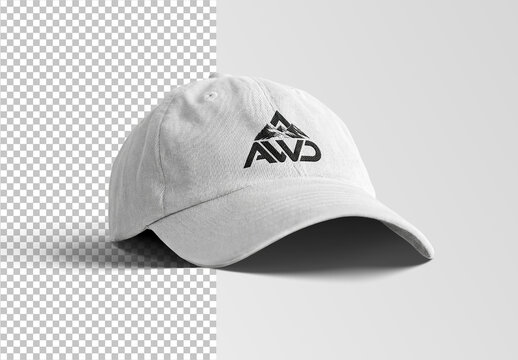 Fully Editable Cap Mockup Isolated on White with Shadows